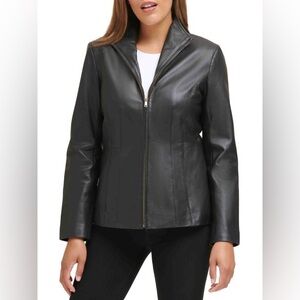 COLE HAAN
Wing Collar Leather Jacket